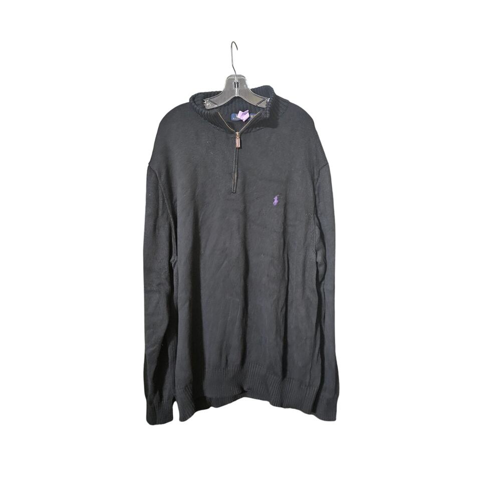 Polo Ralph Lauren Mens Cotton Qtr Zip Sweater Black Size 4XLT